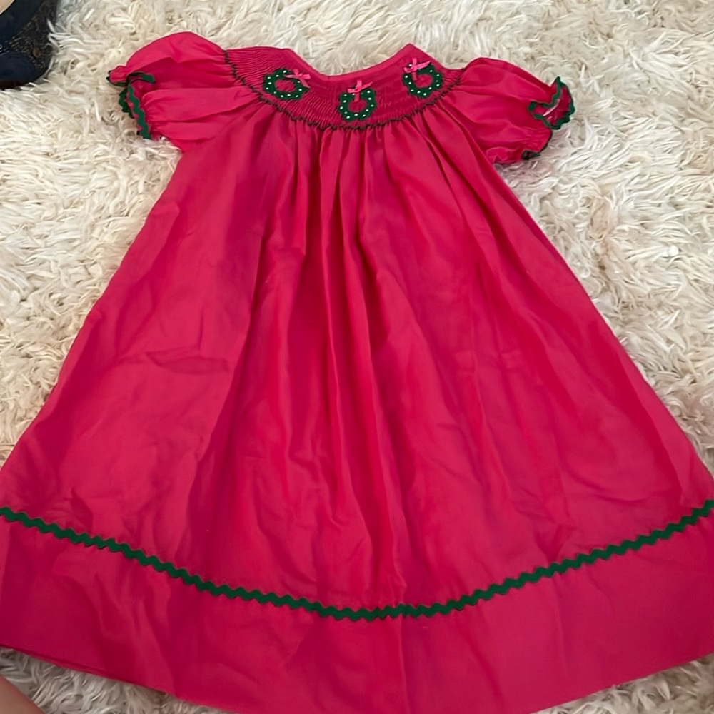 Smocked Christmas dress pink
